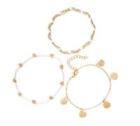 Shuade Tobillera ajustable multicapa con diseño de estrellas de mar, decoración ligera para el pie, joyería para mujer, para playa, vacaciones, tobillera con dije de concha, One Size, como se describe