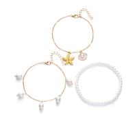 Shuade Tobillera ajustable multicapa con diseño de estrellas de mar, decoración ligera para el pie, joyería para mujer, para playa, vacaciones, tobillera con dije de concha, One Size, como se describe