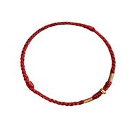 Shuade Tobillera ajustable tejida a mano con cuerda roja para amantes, elegante, para mujeres y hombres, con cuentas doradas, joyería de moda, Metal