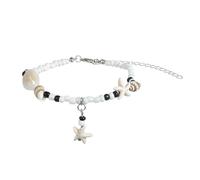 Shuade Tobillera de conchas marinas tejida a mano con cuentas de resina inspiradas en cadena ajustable para la pierna, joyería para fiestas en la playa, joyería de tobillo con cuentas de arroz, talla