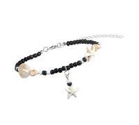 Shuade Tobillera de conchas marinas tejida a mano con cuentas de resina inspiradas en cadena ajustable para la pierna, joyería para fiestas en la playa, joyería de tobillo con cuentas de arroz, talla