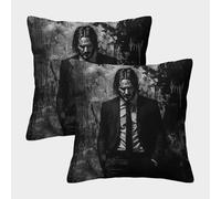 SHUAIOIN Amor Fundas Cojines Decorativa 2 Piezas Keanu Reevesos Funda De Almohada Funda De Cojín 3D con Cubiertas para Cojines De Sala De Estar 50x50cm