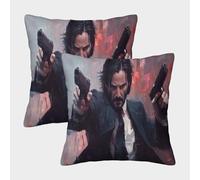 SHUAIOIN Fundas Cojines Decorativa 2 Piezas Keanu Reevesos Funda De Almohada Funda De Cojín 3D con Cubiertas para Cojines De Sala De Estar 45x45cm