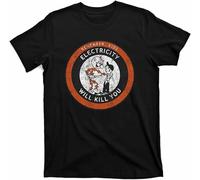 SHUANG YUE Remember Electricity Funny Vintage T-Shirt T-Shirt Black L