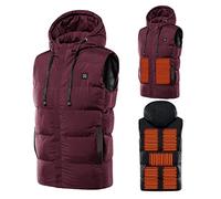 Shuanghao Con-Capucha Chaleco-Chaquetas Eléctrico-Térmico Cálido-Invierno Hombre - 7 Zonas Calefacción Deporte 3 Temperatura Conexión USB,Mujer Unisex,Termico Electrico Chaquetas Chaleco Rojo L