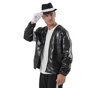 Shuanghao Disfraz Costumes Niño Ninos Adulto Jacket Brillante Chaqueta+Regalar(Sombrero+Right Guante) Halloween Navidad Bailes Cosplay Fiestas Retro Hombre/Mujeres Ropa Trajes Ht:115-130CM,Wt:20-30KG