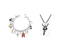 Shuanghao Handmade Aleación Pulseras+Cordón Cuero Collar+Joyería Caja,Elementos Musicales de Concierto Recuerdo Joyas Navidad, Cumpleaños, San Valentín,Regalo (Pulsera++Collar)