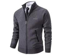 Shuanghao Hombre Chaqueta De Punto Alto Basic Cremallera Grueso Suave Forro Caliente Primavera otoño Invierno Man Slim Fit Sudadera JerséIs Sueltos Outwear Tops para Hombre Gris S （Cuello de pie）