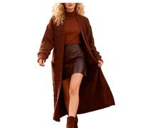 Shuanghao Mujer-Chaqueta Cárdigan-Suéter Abrigo-Abiertos de-Punto - Invierno Manga Larga Suave Suelta Elegantes Casuales Sexy Moda Retro Engrosado Térmica Grande Suéter Cardigan para Mujeres Café S