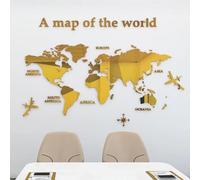 Shuanghao Stickerdecal Pegatinas De la Pared Murales 3D Sala Salón Dormitorio Oficina Fondo Acrílico DIY Mapa del Mundo Mundi Etiquetas Creativa Decoración Pared Murales STICKER DECAL Oro80*40cm