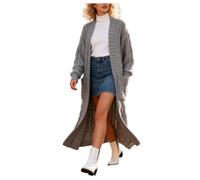 Shuanghao Suéter Térmico-Engrosado Otoño-Invierno Sexy-Moda Mujer - Cardigan Largo de Punto de Casual Suelto Manga Larga Suave Nuevos Chaqueta de Punto Retro Algodón Color Sólido Mujeres Gris XL