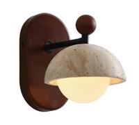 SHUANGZ Aplique De Pared De Travertino Amarillo, Lámpara De Estilo Japonés Wabi Sabi 7,8 Pulgadas Con Pantalla Vidrio/piedra Y Bombilla G9, Aplique De Pared De Piedra Natural Cueva Estilo Japonés