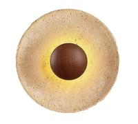 SHUANGZ Aplique De Pared Moderno De Travertino Amarillo, Lámpara De Pared LED Cálida, Luminaria Circular Con Pantalla De Piedra Natural, Luminaria De Estilo Japonés Wabi-Sabi Para Casas De Campo