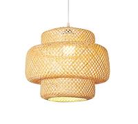 SHUANGZ Hand Woven Bamboo Pendant Light, Boho Woven Ceiling Lamp Shade Chandelier Basket Woven Light Fixture Rattan Wicker E26 Base Decorative Ceiling Lighting For Kitchen Dining Room Foyer Bedroom