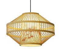 SHUANGZ Lámpara Colgante China Moderna Pantalla De Farol De Bambú Tejido Lámparas Colgantes De Techo Ajustables De Madera Natural Estilo Del Sudeste Asiático Para Sala De Estar, Comedor