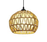 SHUANGZ Lámpara Colgante De Cuerda De Cáñamo Tejida A Mano Con Cesta De Ratán Incorporada, E27, De Altura Ajustable Para Restaurante, Salón De Té, Dormitorio, Sala De Estar, Luces Colgantes