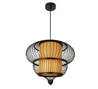 SHUANGZ Lámpara Colgante Grande De Bambú Lámpara De Mediados De Siglo Ajustable Para Comedores Y Salones De Té Lámpara Colgante De Estilo Del Sudeste Asiático Con Pantalla De PVC Amarilla