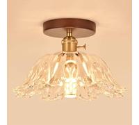 SHUANGZ Lámpara De Techo De Cristal Con Forma De Flor Para Pasillos, Luminarias Entrada De Estilo Francés, Lámpara De Estudio De Estilo Japonés Con Casquillo E26, Lámpara De Techo Semiempotrada