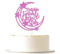 ShuanQ Decoración para tarta de estrella centelleante con purpurina rosa, decoración de fiesta de primer cumpleaños para niñas, revelación de género/decoración de pastel de fiesta de baby shower, púas