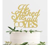 ShuanQ Decoración para tartas con texto en inglés "He Asked She Said Yes - Boda/compromiso/despedida de soltera/propuesta de fiesta, púas de pastel de fiesta recién casada para eventos de boda