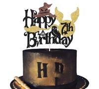 ShuanQ Harry Happy 7th Birthday Cake Topper - Decoración de pastel de Potter temática mágica para niños y niñas, decoración de fiesta de 7º cumpleaños - Bienvenido Baby Muggle Baby Shower Party