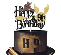ShuanQ Harry Happy 9th Birthday Cake Topper - Decoración de pastel de Potter temática mágica para niños y niñas, decoración de fiesta de 9º cumpleaños - Bienvenido Baby Muggle Baby Shower Party
