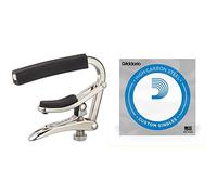 Shubb C1 - Cejilla para guitarra, color plateado & D'Addario PL010 Cuerda para guitarra eléctrica de acero, talla 10, 1 unidad