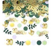 SHUBEIEUMI 100 Piezas Confeti Cumpleaños Decoración, Confeti de Lentejuelas Verdes y Doradas, 30 Años Confeti Happy Birthday, para Aniversarios, Cumpleaños, Boda, Fiestas (30 Años)