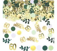 SHUBEIEUMI 100 Piezas Confeti Cumpleaños Decoración, Confeti de Lentejuelas Verdes y Doradas, 60 Años Confeti Happy Birthday, para Aniversarios, Cumpleaños, Boda, Fiestas (60 Años)