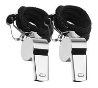 SHUBEIEUMI 2 Pcs Silbato de Acero Inoxidable, Silbato con Cordón, Silbatos de Sonido Fuerte y Nítido, Silbato de Entrenador de Metal, para árbitros, Entrenadores, Salvavidas,fútbol, Baloncesto
