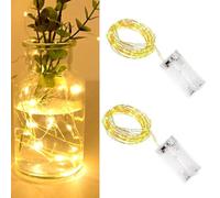 SHUBEIEUMI 2 Pieza Cadena de Luces LED de Alambre, 1 m, 10 Ledes, Luz Blanca Cálida, para Decorar Dormitorios, Fiestas, Navidad, Halloween, Bodas y Má