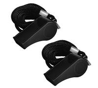 SHUBEIEUMI 2pcs Silbatos Plástico, Silbatos Deportivos, Silbatos con Cordón, Unisex, Silbato de Sonido Fuerte y Nítido Ideal para Entrenadores, árbitros y Oficiales(Negro)