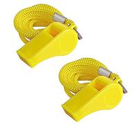 SHUBEIEUMI 2pcs Silbatos Plástico, Silbatos Deportivos, Silbatos con Cordón, Unisex, Silbato de Sonido Fuerte y Nítido Ideal para Entrenadores, árbitros y Oficiales(Amarillo)
