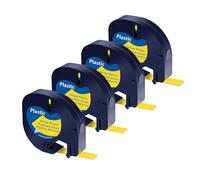 SHUBEIEUMI 4 pack Cinta de Etiquetas Compatible para Dymo Letratag Cintas, 12mm x 4m Etiquetas de Impresora de Papel de Impresión Térmica, para Dymo 91332 91202 91222, Negro Sobre Amarillo
