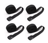 SHUBEIEUMI 4 Pcs Correa de Amarre, Cinchas De Amarre Pequeñas Adecuadas, 150cm x 2cm, Cinchas Correa de Amarre Rapido Hebilla, para Portaequipajes de Coche, Portabicicletas-Negro