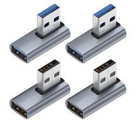 SHUBEIEUMI 4 Pezzi Adaptador USB 3.1 de 90 Grados, Adaptador USB A Macho a Hembra en ángulo Recto, para Transmisión De Datos Cobrar, ángulo Conector USB de 90 Grados(2 Izquierdas y 2 Derechas)