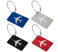 SHUBEIEUMI 4 Piezas Etiquetas de Equipaje de Metal, con Tarjeta para Información Personal, Etiquetas para Maletas de Viaje, Viajes Accesorios Adecuado para Maletas, Mochilas(4 Colores)