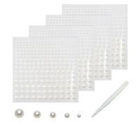 SHUBEIEUMI 900 Piezas Adhesivo de Perla, 4 Hojas Adhesivo de Perla Autoadhesivo, Pegatinas de Perlas Blancas, para Maquillaje, Arte de Uñas, Artesanía, Decoración del Hogar, 2/3/4/5/6 mm