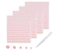 SHUBEIEUMI 900 Piezas Adhesivo de Perla, 4 Hojas Adhesivo de Perla Autoadhesivo, Pegatinas de Perlas, para Maquillaje, Arte de Uñas, Artesanía, Decoración del Hogar, 2/3/4/5/6 mm-Rosa