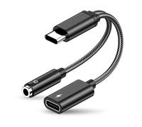 SHUBEIEUMI Adaptador de Cargador y Auriculares USB C a Jack de 3,5 mm, 2 en 1 USB C a Conector de Audio Auxiliar, para Sumsung S22/S21/S21, Huawei P40/P30,Pixel 3/2 XL,Xiao-mi9/8, Note 20/10
