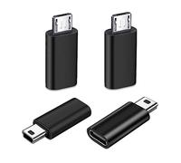 SHUBEIEUMI Adaptador USB C, 2X Adaptador USB C a Micro USB + 2X USB C a Mini USB 2.0 Adaptador, Compatible con Galaxy S7/S7 Edge/S6/J7/J3, Huawei y Otro Dispositivo Micro USB-Negro