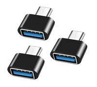 SHUBEIEUMI Adaptador USB C a USB (3 Piezas), Adaptador OTG para Dispositivos Tipo C, Compatible con MacBook, Teléfonos y Tabletas con Puertos USB-C (Negro)