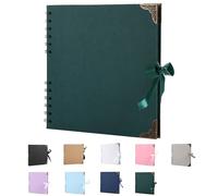 SHUBEIEUMI Álbum de Fotos Scrapbook, Álbum de Fotos Scrapbooking DIY 19.5x19.5 cm Papel Kraft Rígido, De 30 Páginas Albumes De Recortes, para Anniversary Cumpleaños(Verde Oscuro)