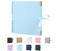 SHUBEIEUMI Álbum de Fotos Scrapbook, Álbum de Fotos Scrapbooking DIY 19.5x19.5 cm Papel Kraft Rígido, De 30 Páginas Albumes De Recortes, para Anniversary Cumpleaños(Azul Claro)