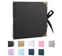 SHUBEIEUMI Álbum de Fotos Scrapbook, Álbum de Fotos Scrapbooking DIY 19.5x19.5 cm Papel Kraft Rígido, De 30 Páginas Negras Albumes De Recortes, para Anniversary Cumpleaños