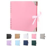 SHUBEIEUMI Álbum de Fotos Scrapbook, Álbum de Fotos Scrapbooking DIY 19.5x19.5 cm Papel Kraft Rígido, De 30 Páginas Albumes De Recortes, para Anniversary Cumpleaños(Rosa)