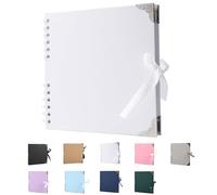 SHUBEIEUMI Álbum de Fotos Scrapbook, Álbum de Fotos Scrapbooking DIY 19.5x19.5 cm Papel Kraft Rígido, De 30 Páginas Albumes De Recortes, para Anniversary Cumpleaños(Blanco)