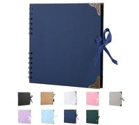 SHUBEIEUMI Álbum de Fotos Scrapbook, Álbum de Fotos Scrapbooking DIY 19.5x19.5 cm Papel Kraft Rígido, De 30 Páginas Albumes De Recortes, para Anniversary Cumpleaños(Azul Rey Oscuro)