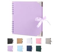 SHUBEIEUMI Álbum de Fotos Scrapbook, Álbum de Fotos Scrapbooking DIY 19.5x19.5 cm Papel Kraft Rígido, De 30 Páginas Albumes De Recortes, para Anniversary Cumpleaños(Morado)