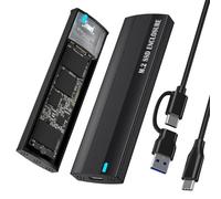SHUBEIEUMI Carcasa SSD M.2 NVMe SATA Adaptador, Adaptador Externo USB 3.1 Gen2 10Gpbs a M.2 PCIe Caja, para M.2 PCIe NVMe M-Key 2230/2242/2260/2280 SSD, con USB C 2 en 1 Cable-Negro